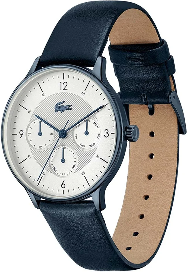Montre Homme Lacoste Club Réf. 2011140 - Boîtier Acier Bleu, Cadran Blanc, Bracelet Cuir Bleu vue 3