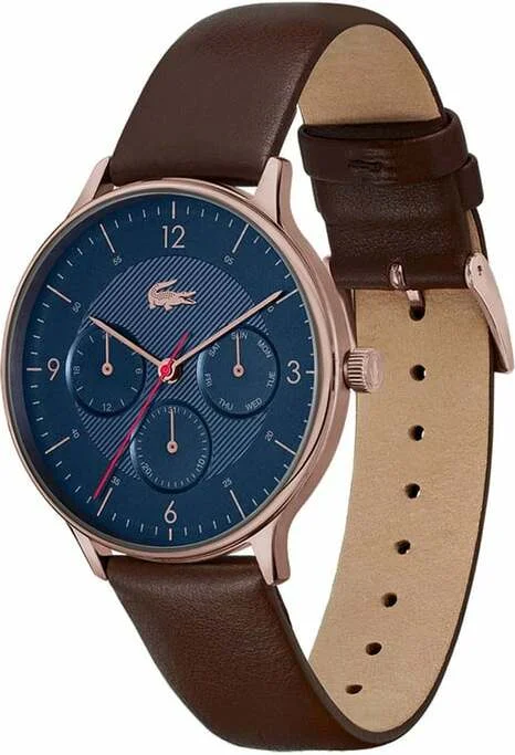 Montre Lacoste Homme Réf. 2011141 - Cadran Bleu Multifonctions, Bracelet Cuir Marron vue 2