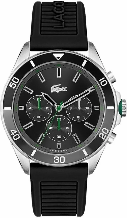 Montre Homme Lacoste 2011152 Tiebreaker - Cadran Multifonctions Noir, Bracelet Silicone Noir