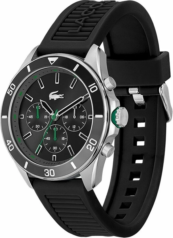 Montre Homme Lacoste 2011152 Tiebreaker - Cadran Multifonctions Noir, Bracelet Silicone Noir vue 2
