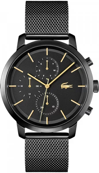 Montre Homme Lacoste 2011194 Chronographe Noir Acier Maille Milanaise