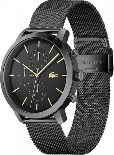 Montre Homme Lacoste 2011194 Chronographe Noir Acier Maille Milanaise vue 2