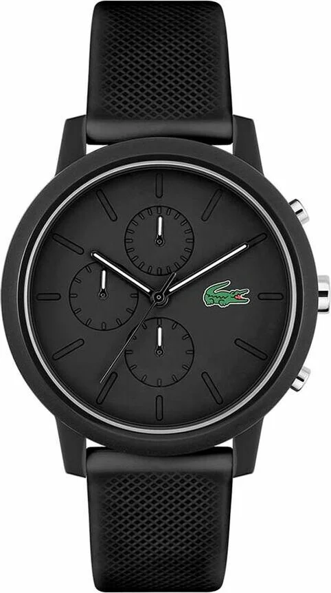 Montre Homme Lacoste Réf. 2011243 Chronographe Quartz Cadran Noir Bracelet Silicone
