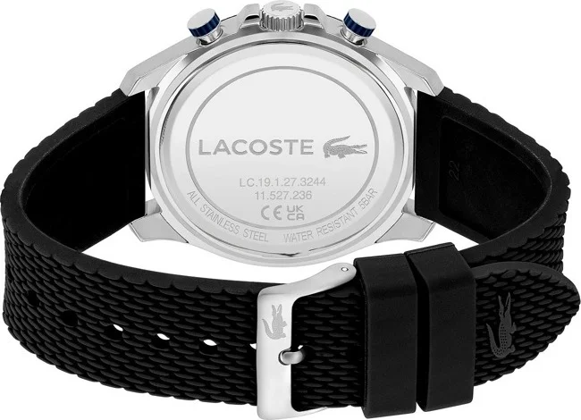 Montre Lacoste Homme Réf. 2011252 - Cadran Bleu Multifonctions, Bracelet Silicone Noir vue 3