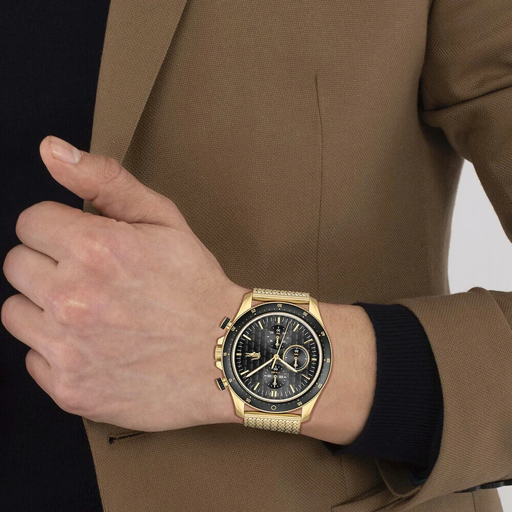 Montre Homme Lacoste 2011254 - Boîtier Bicolore Acier Doré & Bracelet Maille Milanaise vue 4