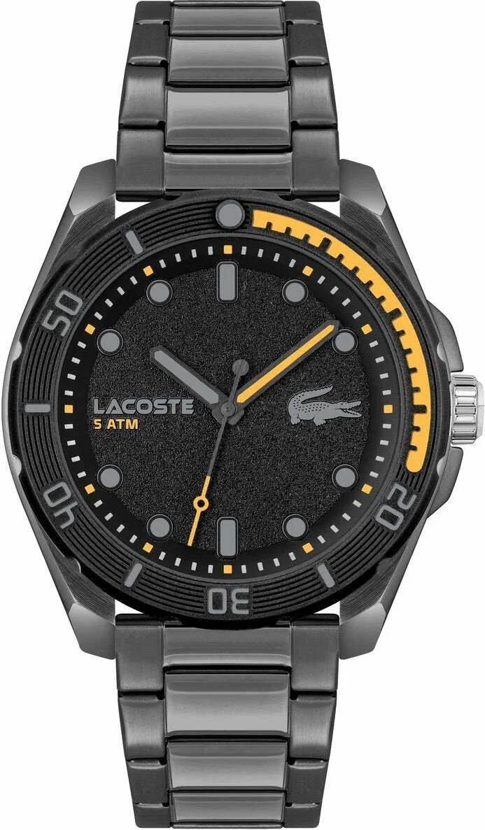 Montre Lacoste Homme 2011288 - Cadran Noir, Boîtier et Bracelet Acier Gris