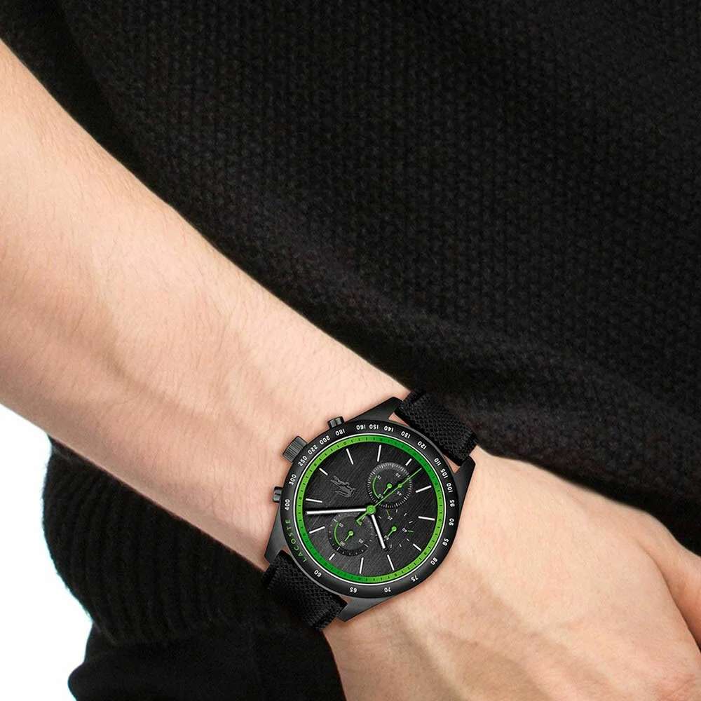 Montre Homme Lacoste Apext 2011296 - Cadran Noir Multifonctions - Bracelet Cuir Noir vue 3