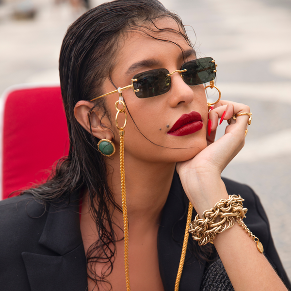 Lunettes de soleil Linda Farrow Taylor LFL1131 forme rectangulaire plaqué or - Gris vue 3