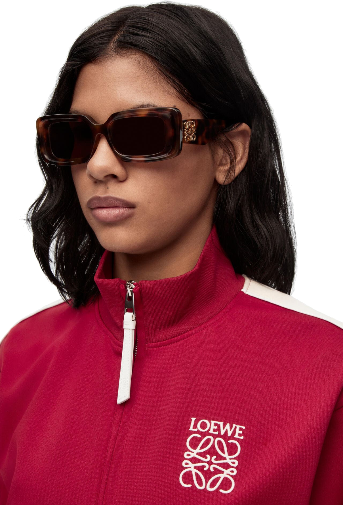 Lunettes de Soleil Loewe Chunky Anagram LW40101I rectangulaires - Ecaille vue 2