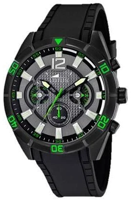 Montre Homme Lotus Chrono L10114/3 Noire avec détails verts