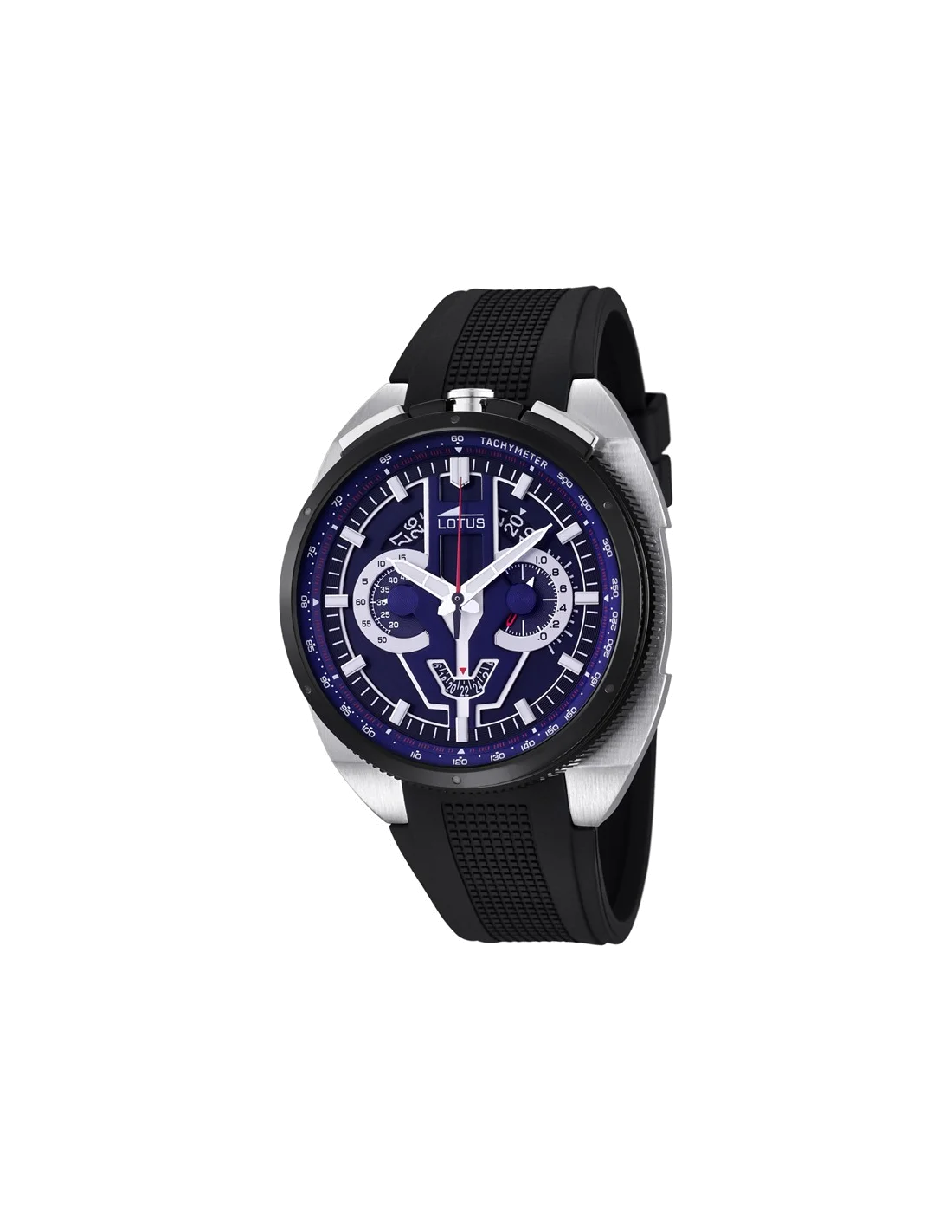 Montre Homme Lotus Chrono L10128/3 en Acier, Cadran Bleu et Bracelet Noir