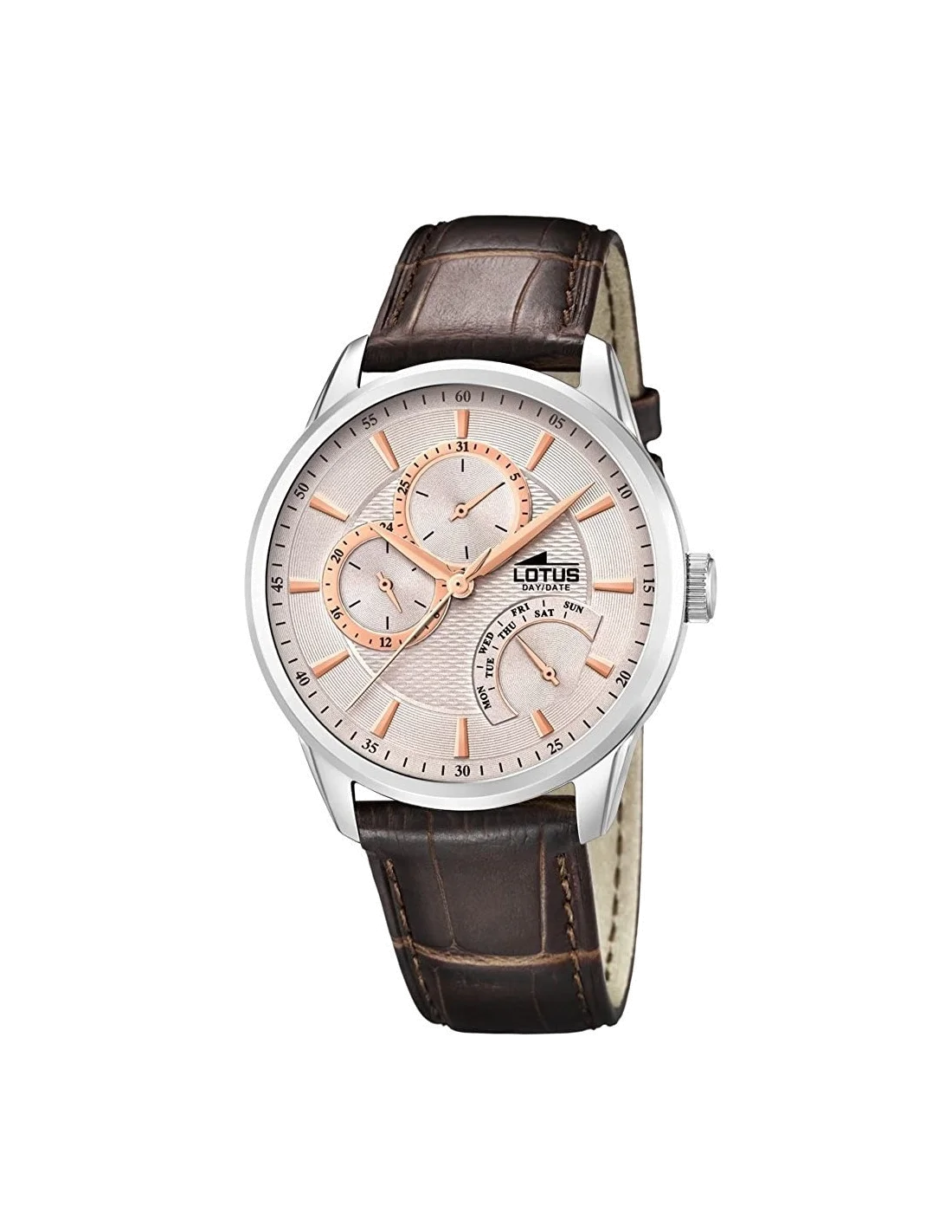 Montre Homme Lotus L15974/7 - Cadran Doré, Boîtier Acier & Bracelet Cuir Marron