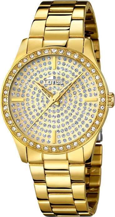 Montre Femme Lotus Trendy L18135/1 en or et acier avec cristaux