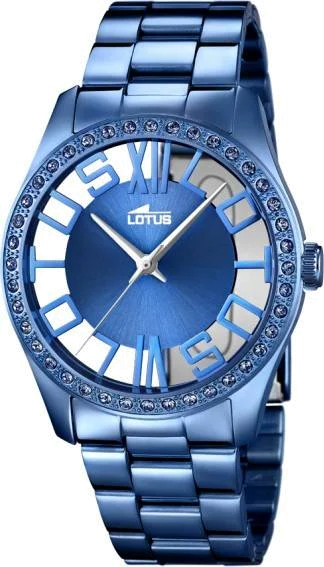 Montre Femme Lotus Trendy L18251/1 Cadran Squelette Bleu Acier