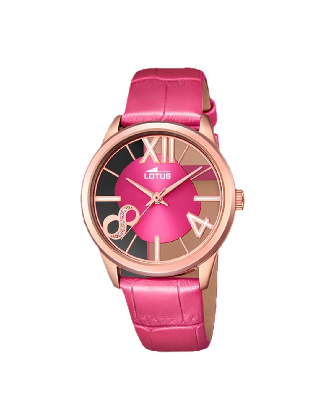 Montre Femme Lotus Trendy L18306/2 Cadran Fuchsia et Bracelet Cuir Rose