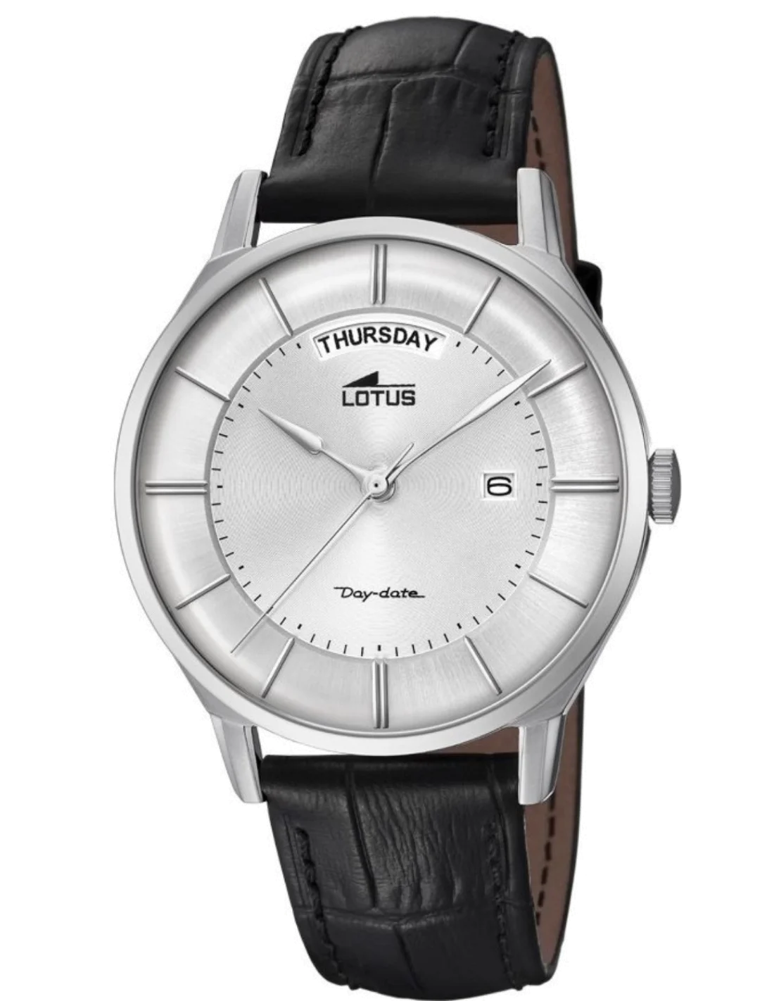 Montre Homme Lotus L18420/1 Cadran Argent Bracelet Cuir Noir