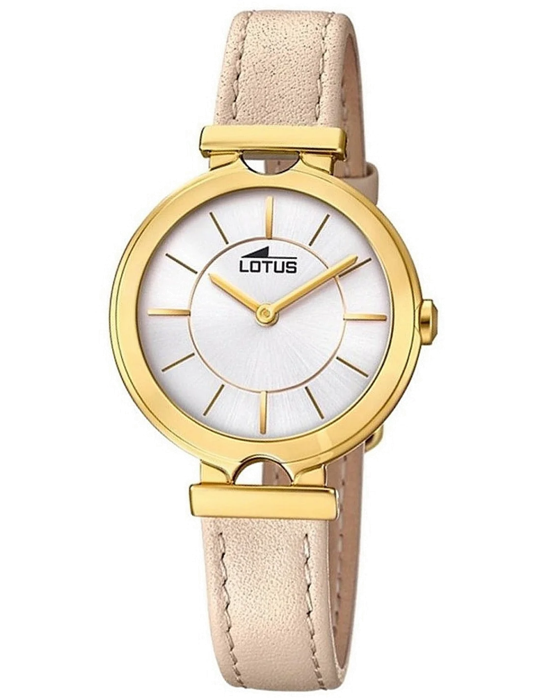 Montre Femme Lotus L18452/1 en Or et Cadran Argent, Bracelet Cuir Beige