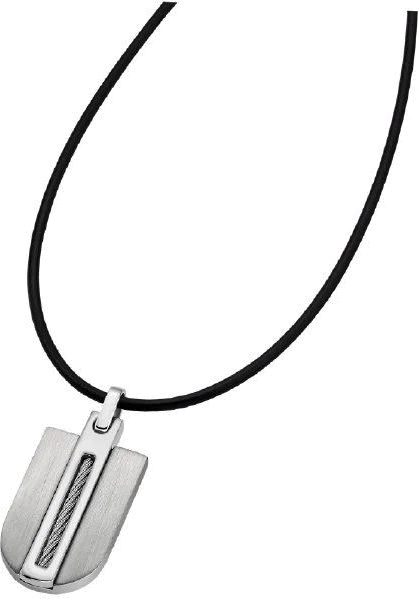 Collier pour Homme Lotus LS1635-1/1 en PVC noir et acier chromé