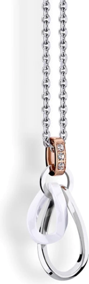 Collier Lotus Ceramic LS1609-1/3 pendentif or rose blanc et argent