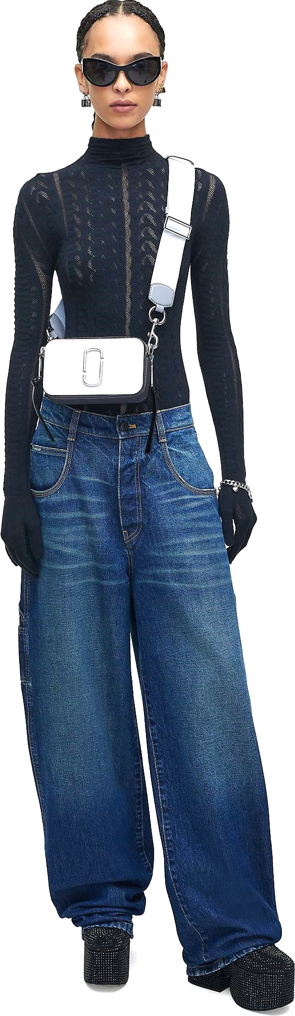 Sac à main bandoulière Marc Jacobs The Snapshot - Blanc - Gris vue 2