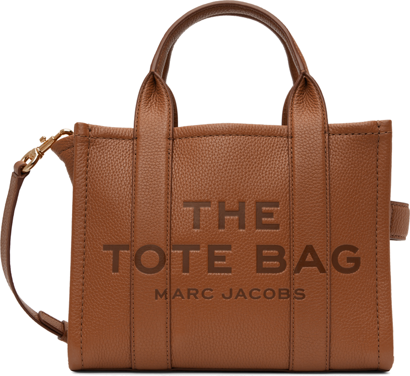 Sac à main Marc Jacobs The Mini Tote Bag en cuir grainé - Marron vue 3