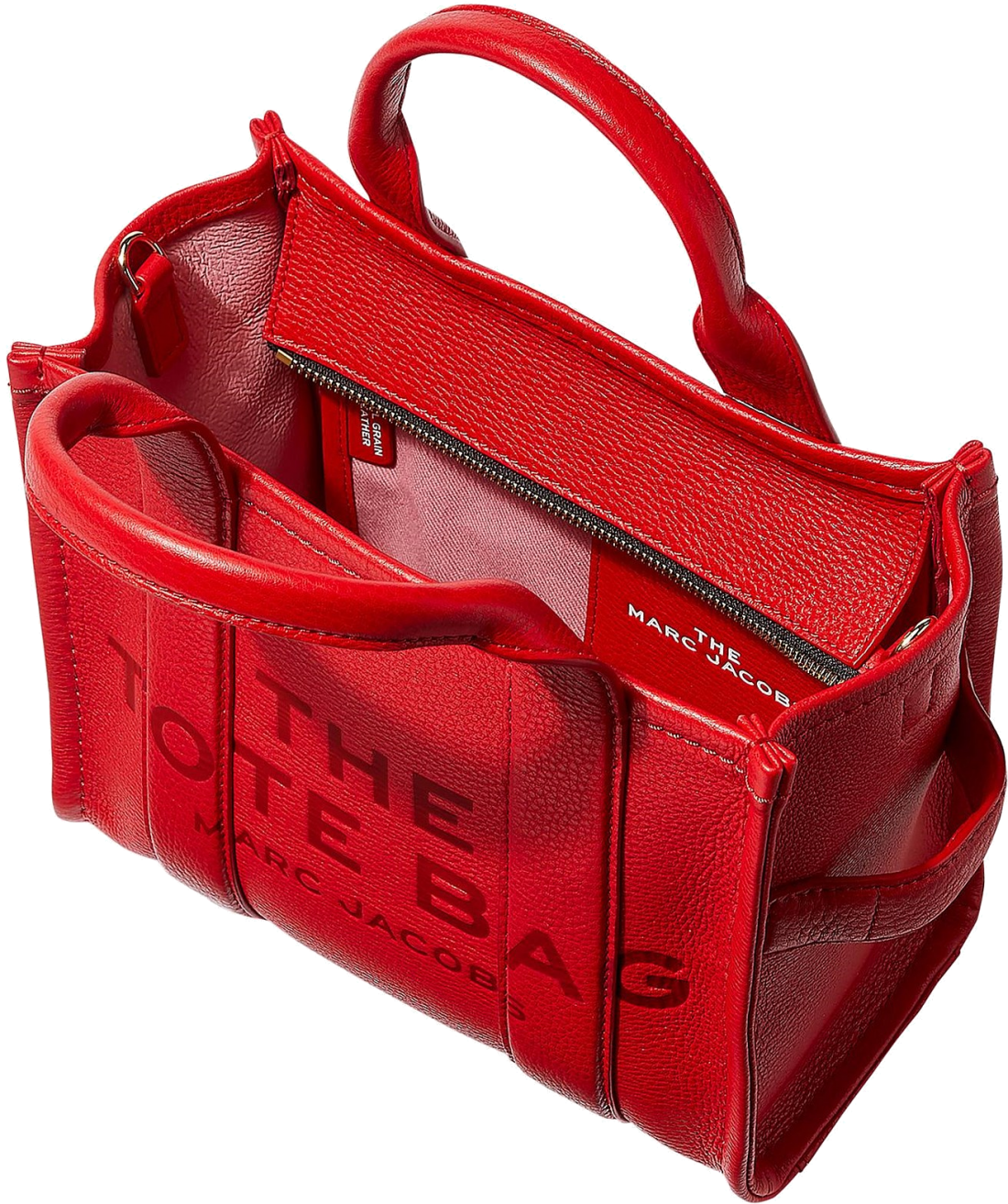 Sac à main Marc Jacobs The Mini Tote Bag en cuir grainé - Rouge vue 3
