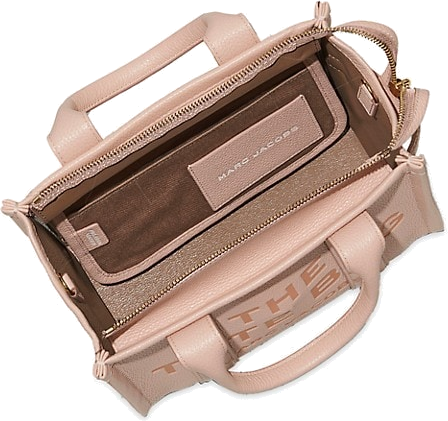 Sac à main Marc Jacobs The Mini Tote Bag en cuir grainé - Rose pâle vue 3