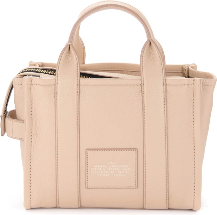 Sac à main Marc Jacobs The Mini Tote Bag en cuir grainé - Nude vue 3
