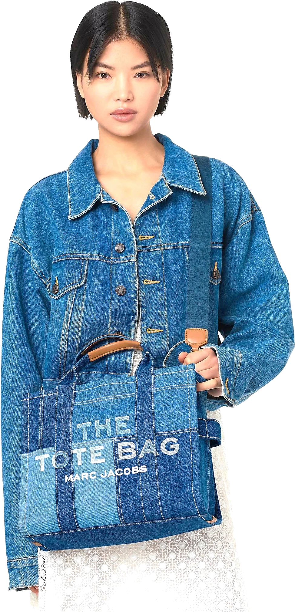 Sac à main Marc Jacobs The Medium Tote Bag en denim patchwork - Réf. H017M06FA21 vue 2