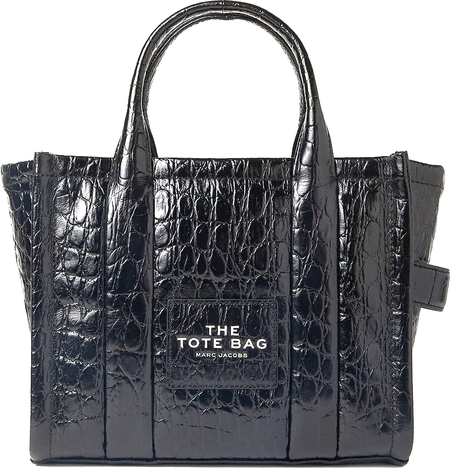 Sac à main cabas Marc Jacobs The Croc en cuir noir embossé - Réf. H022L01RE22