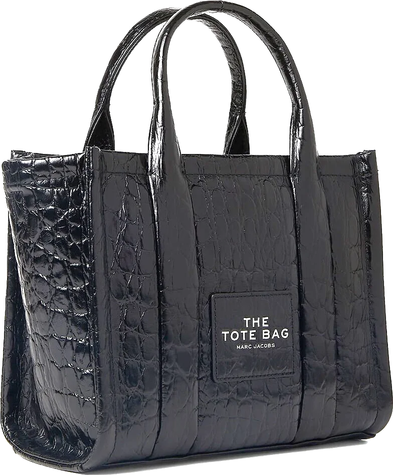 Sac à main cabas Marc Jacobs The Croc en cuir noir embossé - Réf. H022L01RE22 vue 2