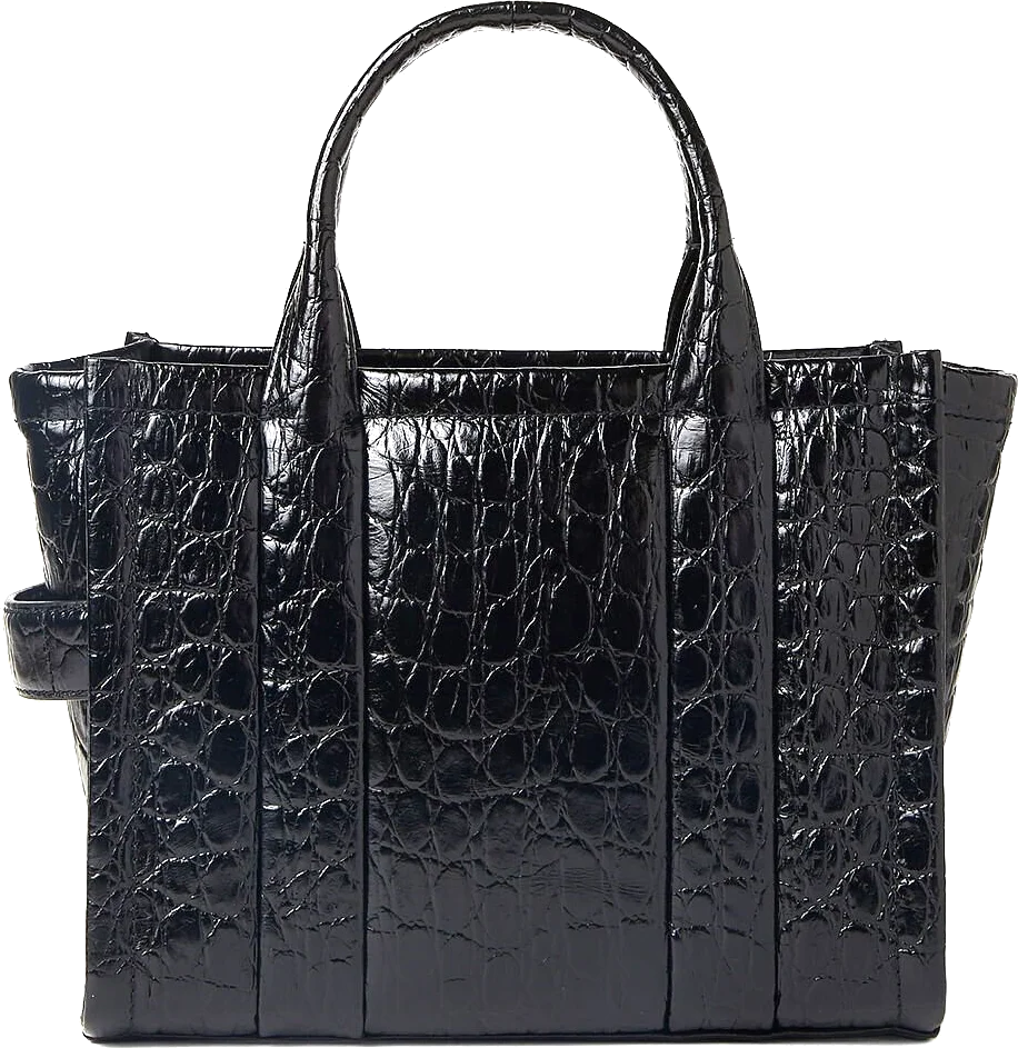 Sac à main cabas Marc Jacobs The Croc en cuir noir embossé - Réf. H022L01RE22 vue 3