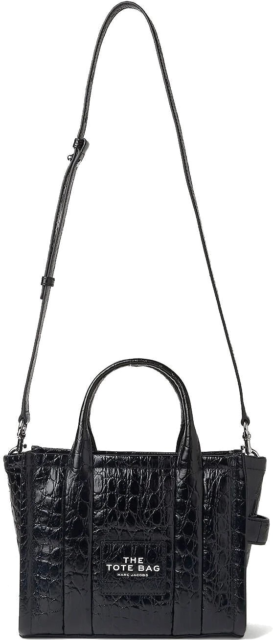Sac à main cabas Marc Jacobs The Croc en cuir noir embossé - Réf. H022L01RE22 vue 4
