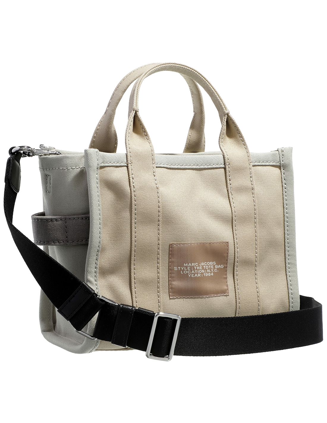 Sac à main Marc Jacobs The Mini Tote Bag en toile - Beige - Gris vue 3