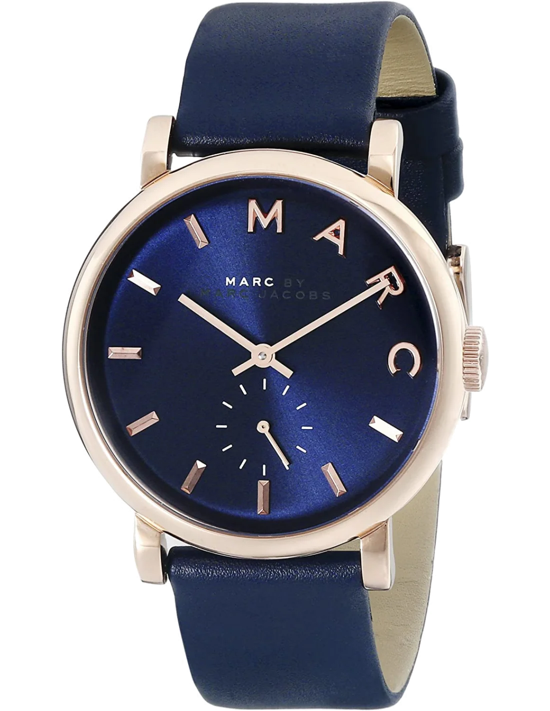 Montre Femme Marc by Marc Jacobs Baker MBM1329 Cadran et bracelet bleu marine, boîtier or rose