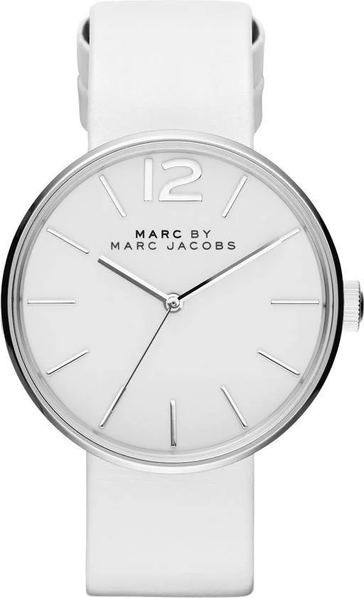 Montre Femme Marc Jacobs Peggy MBM1361 - Cadran Argent, Bracelet Cuir Blanc