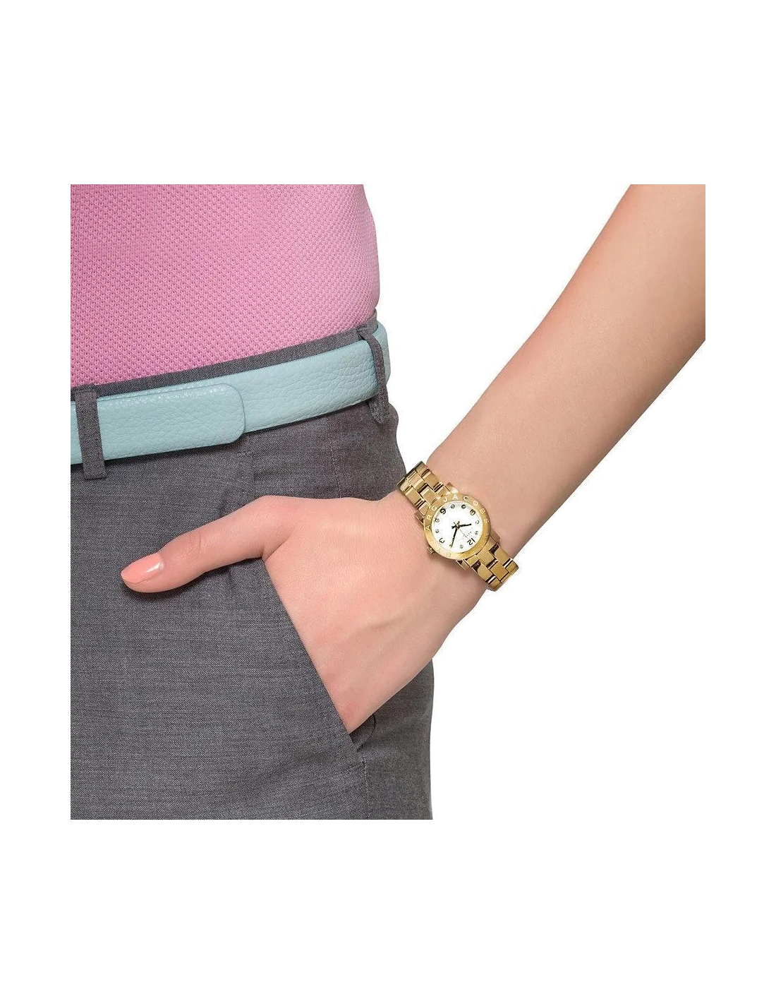 Montre Femme Marc Jacobs MBM3057 - Boîtier Acier Doré Jaune 26mm, Cadran Blanc vue 4