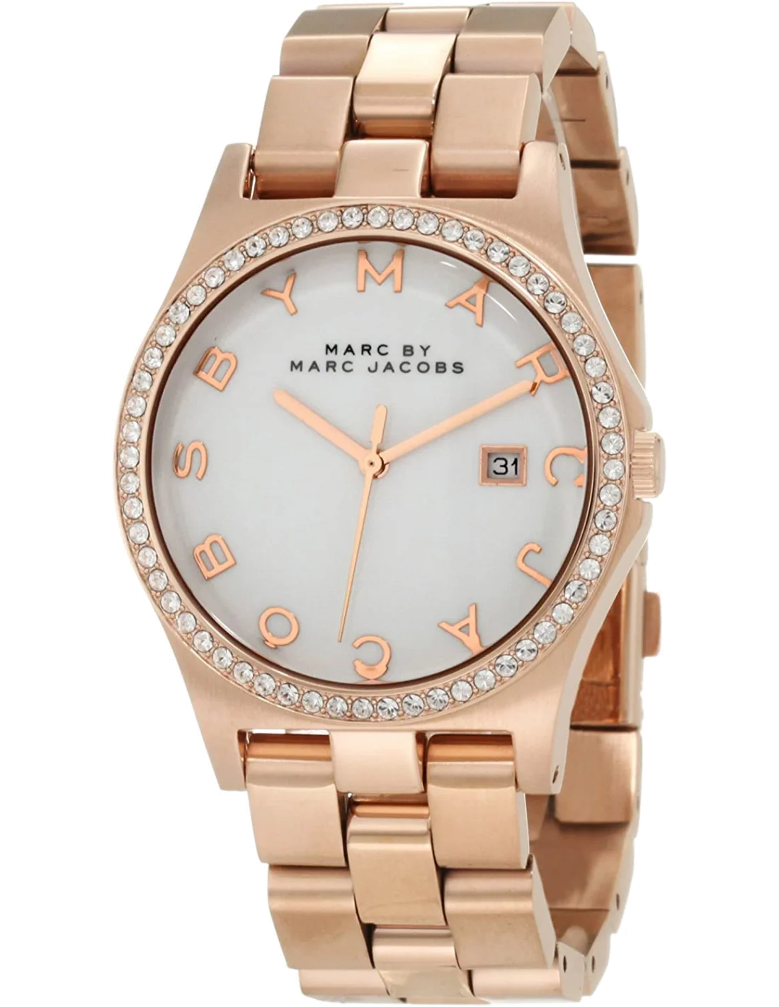 Montre Femme Marc Jacobs Henry MBM3079 en Acier Inoxydable Or Rose à Cadran Lettres