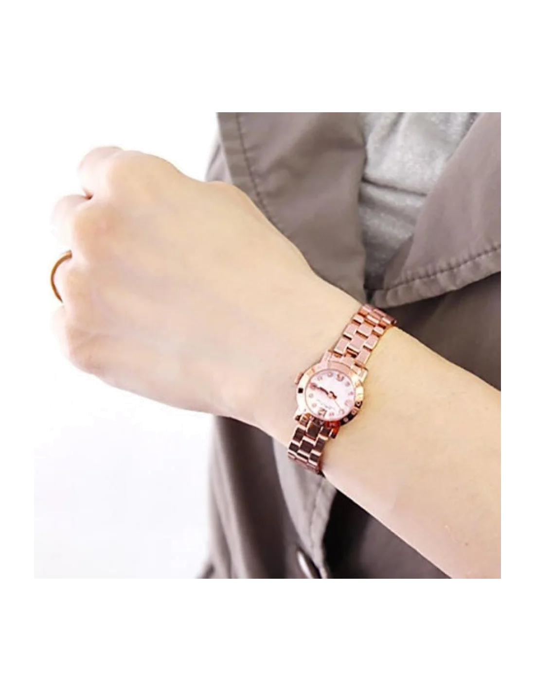 Montre Femme Marc Jacobs Amy MBM3227 en Acier Or Rose et Diamants Blush vue 3