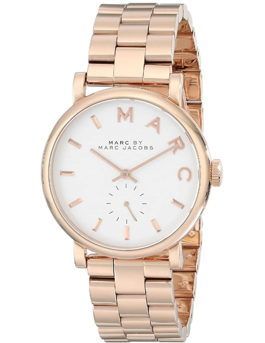 Montre Femme Marc Jacobs MBM3244 - Boîtier Acier Or Rose, Cadran Blanc à Lettres