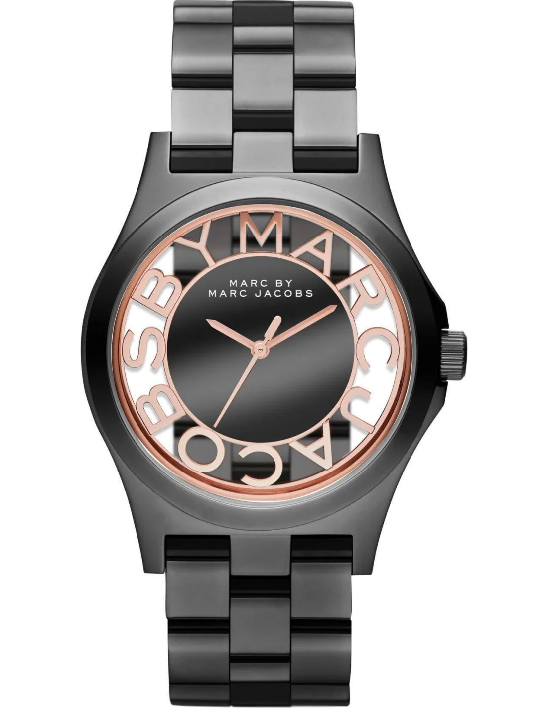 Montre Femme Marc Jacobs Henry Skeleton MBM3254 en Acier Gris Foncé