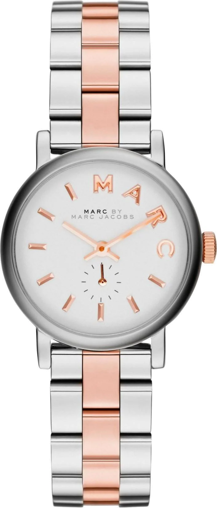 Montre Femme Marc Jacobs Baker MBM3331 en Acier Bicolore Argenté et Or Rose