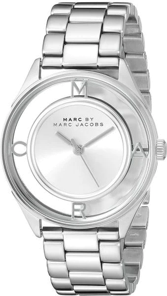 Montre Femme Marc Jacobs MBM3412 Acier, Cadran Squelette Transparent Gris Électrique