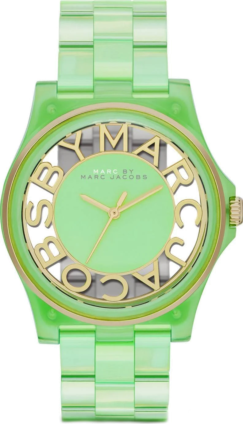 Montre Femme Marc Jacobs Henry MBM4569 Cadran Squelette Vert et Acier