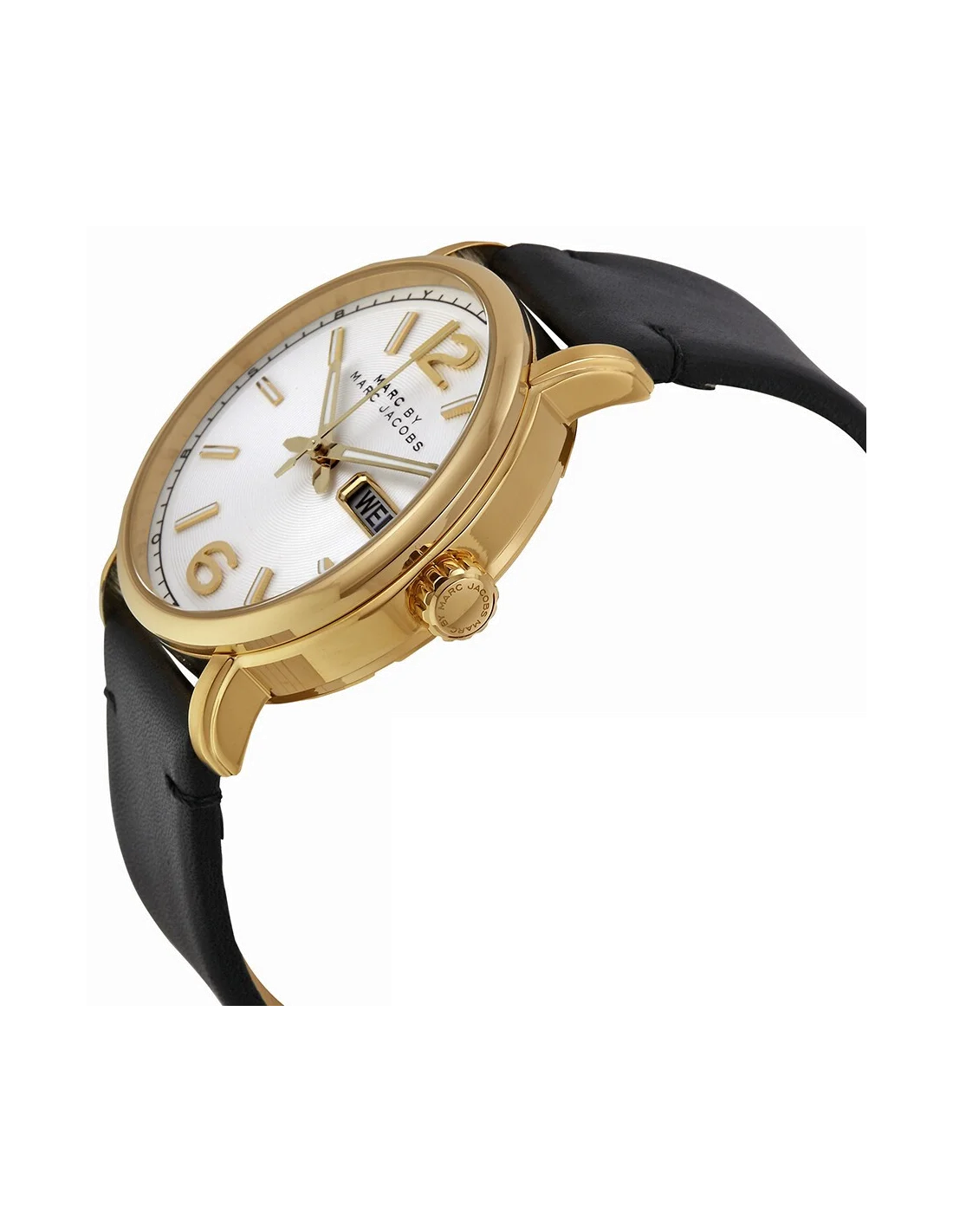 Montre Femme Marc Jacobs Fergus MBM5081 - Cadran blanc, boîtier or, bracelet cuir noir vue 2