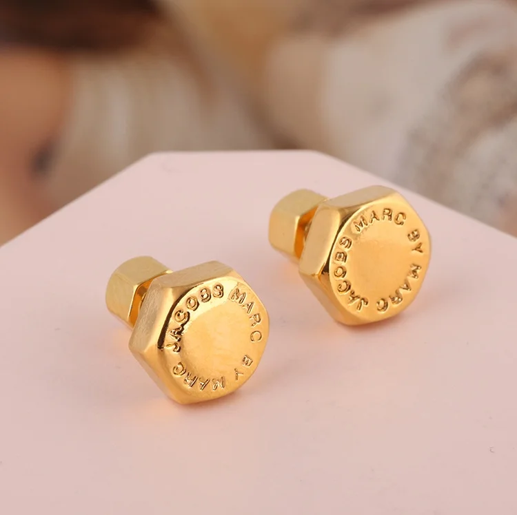 Boucles d'oreilles écrou en acier doré Marc by Marc Jacobs - Réf. M3PE565-G - Pour femme vue 2