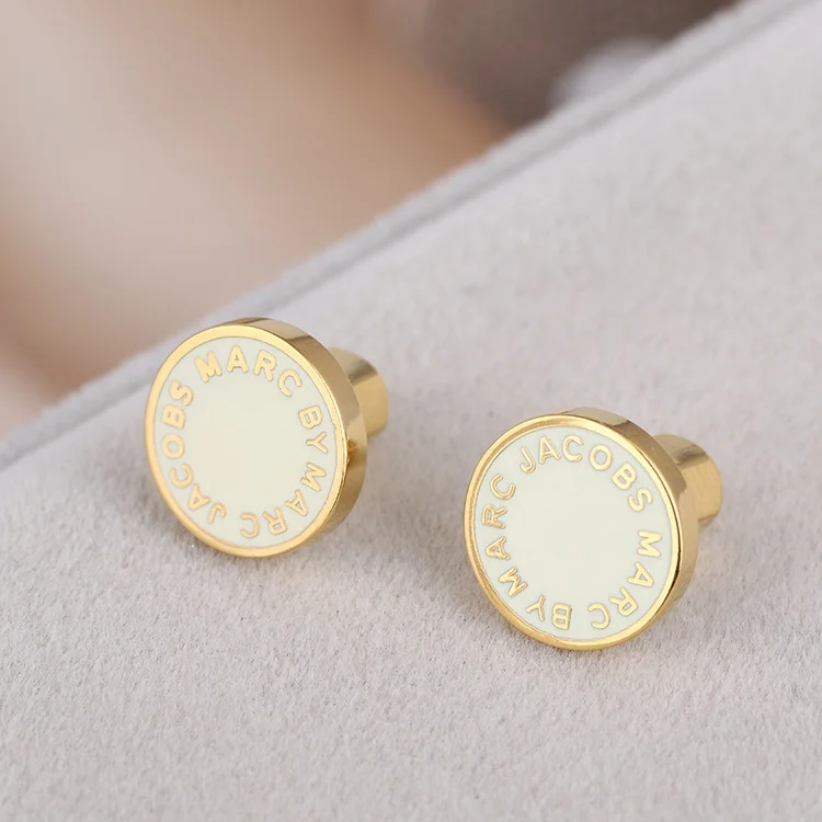 Boucles d'oreilles pour femme Marc by Marc Jacobs, disque blanc acier doré - Réf. 106670 vue 3