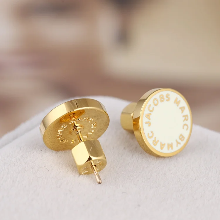 Boucles d'oreilles pour femme Marc by Marc Jacobs, disque blanc acier doré - Réf. 106670 vue 4