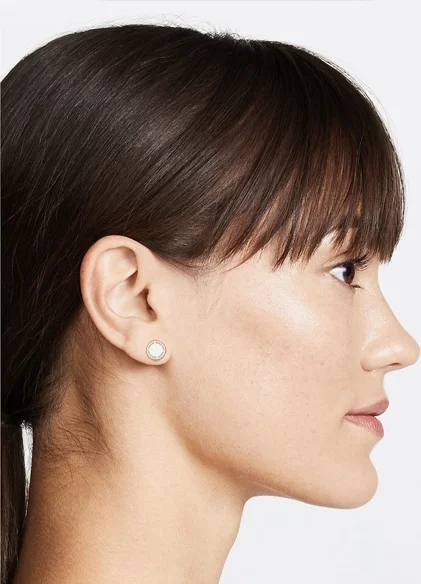 Boucles d'oreilles pour femme Marc by Marc Jacobs, disque blanc acier doré - Réf. 106670 vue 5