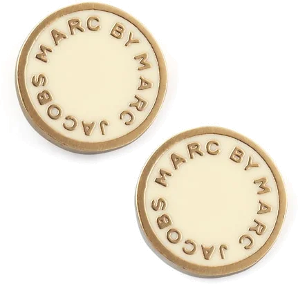 Boucles d'oreilles pour femme Marc by Marc Jacobs, disque blanc acier doré - Réf. 106670